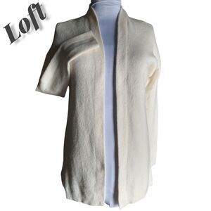 LOFT Cream Super Soft Open Front Cardigan V-Back Size XS